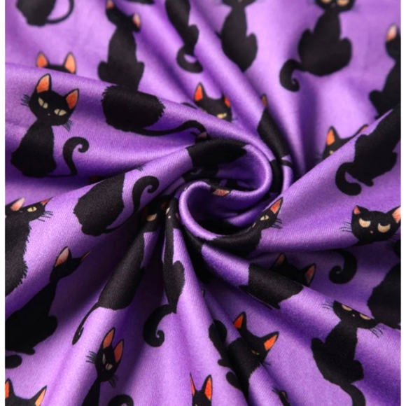 Dolly and Dotty Cat Purple & Black 3/4 Sleeve Billie Dress w/ Pockets - 4 - Picture 3 of 12